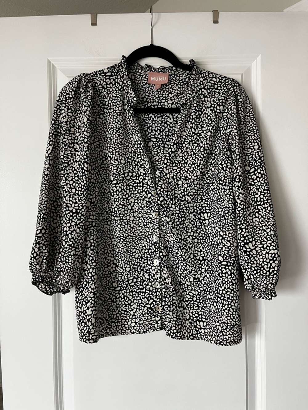 Show Me Your MuMu Black & White Leopard Blouse